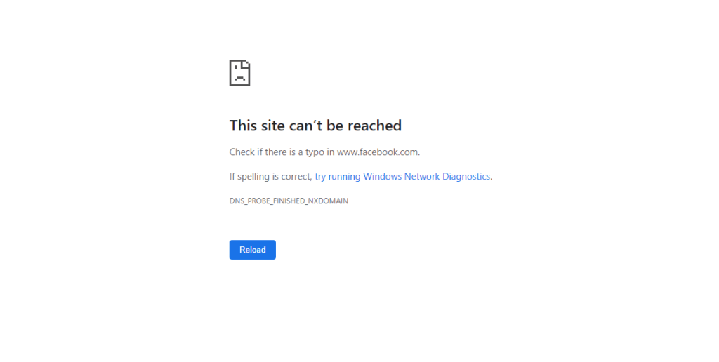 Facebook DNS non accessible